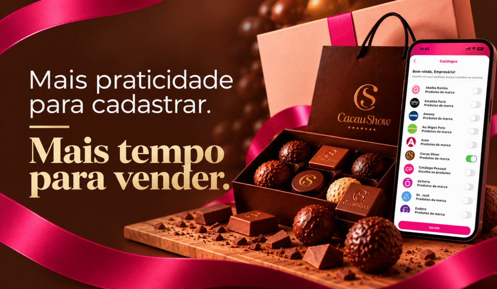 O catálogo Cacau Show já está disponível no Empresária Online. Veja como ativar, acompanhar seus produtos e aproveitar a novidade.